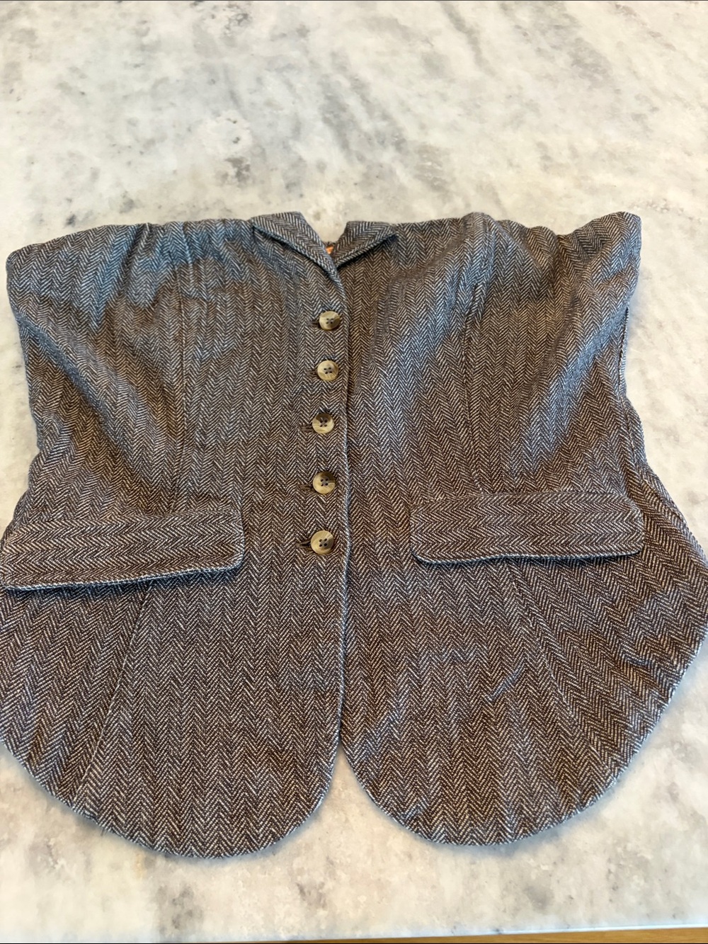 Free People Brown Herringbone Strapless Vest